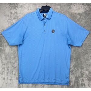 Foot Joy Men's Polo Shirt Size XL Blue Polka Dots Country Club of Hilton Head‎